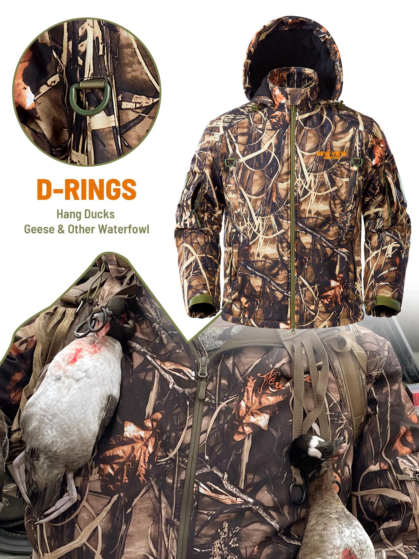 NEW VIEW Insulated Hunting Clothes for Men Cold Weather, Warm Camo Hunting Jacket and Pants, Hunting Suit for Deer Duck Hunts