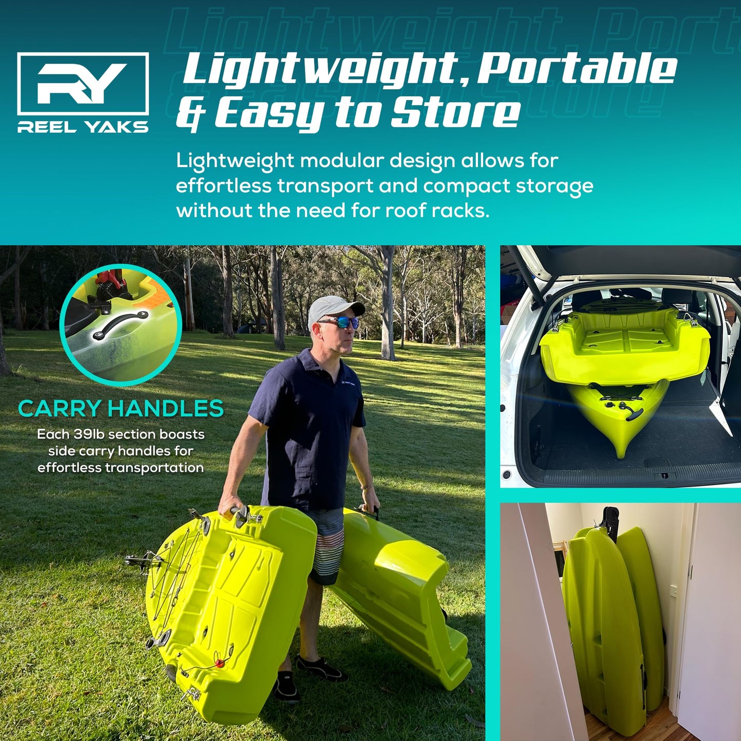 Rocket Modular Fishing Kayak - 9.8ft Lightweight Propeller Drive, Sit On Top Kayak for Adults & Youth - Stable & Portable, Ideal Space-Saving Design - 400 lbs Capacity - Yellow Black