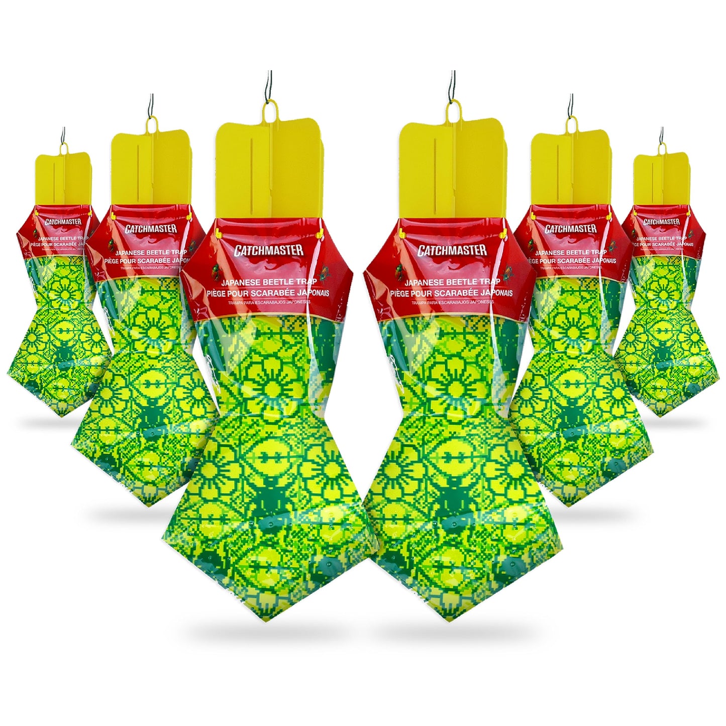 Catchmaster Japanese Beetle Traps Outdoor 3PK, Flying Insect Trap Bag with Dual Pheromone Food Lure, Hanging Bug Catcher for Backyard & Garden, Pest Control for Plants, Trees, Vegetables & Flowers
