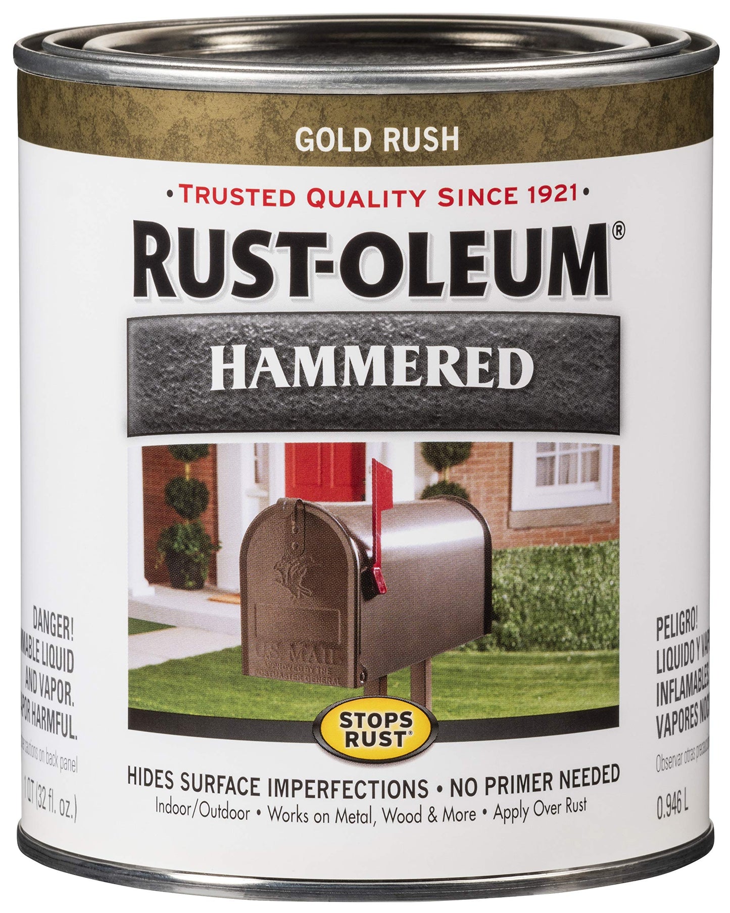 Rust-Oleum 7215502 Stops Rust Hammered Finish Brush Paint, Quart, Black
