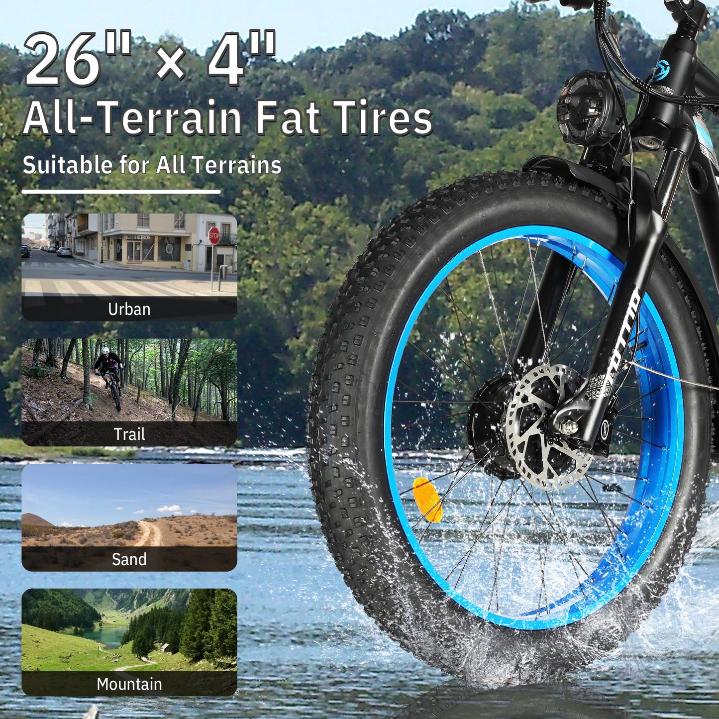 Peak 5000W-Electric-Bike for Adults-Men, Dual-Motor-Ebike 40-46MPH-Hunting-Ebike, 52V 30AH Long Range Dirtbike, 26" Fat-Tire-Electric-Bicycle, Full Suspension Mountain Bike for Off-Road Snow Sand