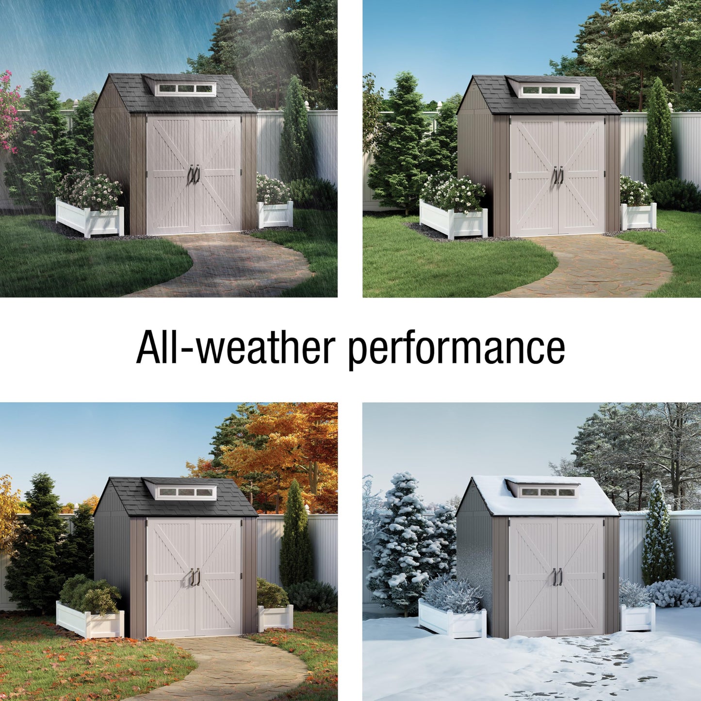 Rubbermaid Extra Large Resin Outdoor Storage Shed With Floor (7 x 10 Ft.), Weather Resistant, Brown, Organization for Home/Lawn Mower/Backyard Equipment/Bike Storage/Pool Supplies