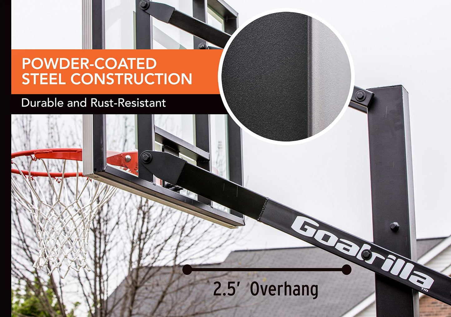 Goalrilla GS54 In Ground Basketball Hoop with Adjustable Height Backboard and Pro-Style, Breakaway Rim