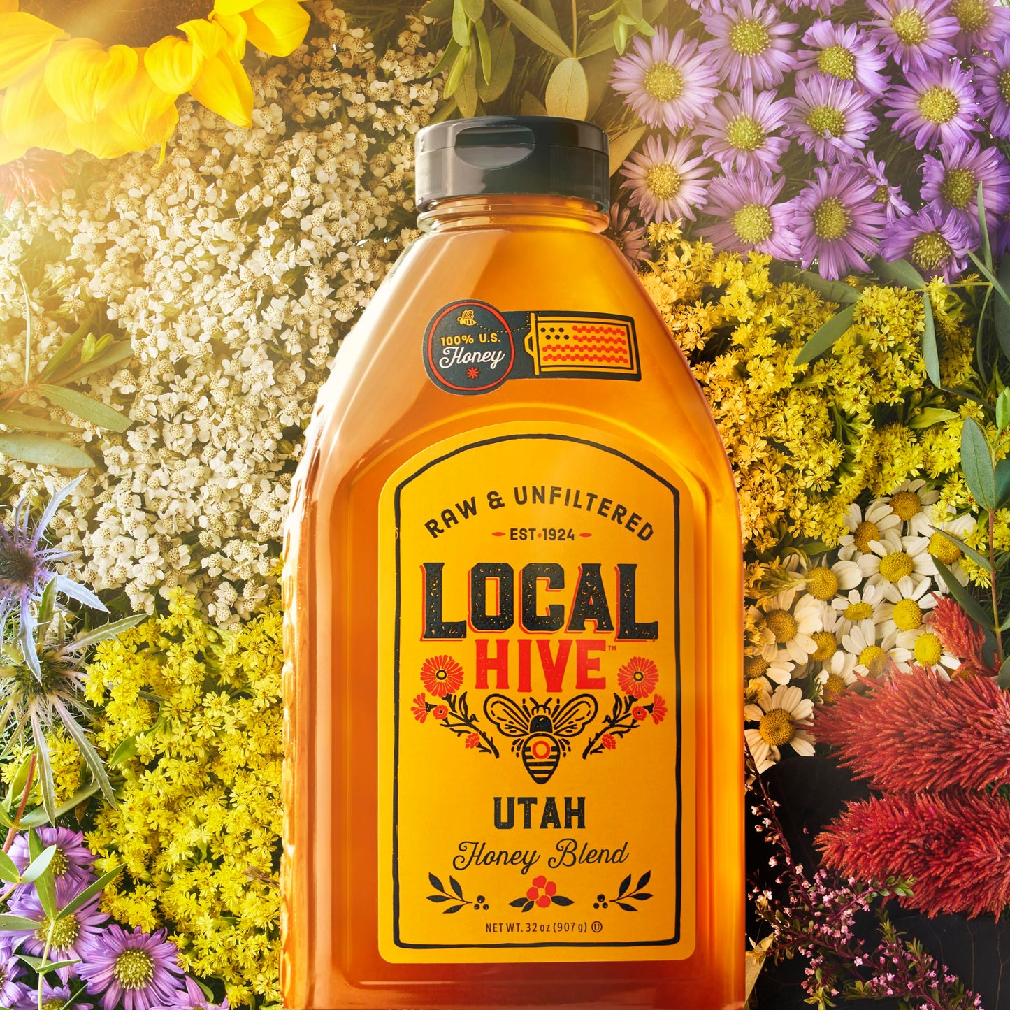 Local Hive Midwest Raw Unfiltered Honey – 16 oz, 100% Pure US Honey, Sourced from American Bees and Beekeepers - Natural Sweetener, Ideal for Tea, Baking, and Cooking