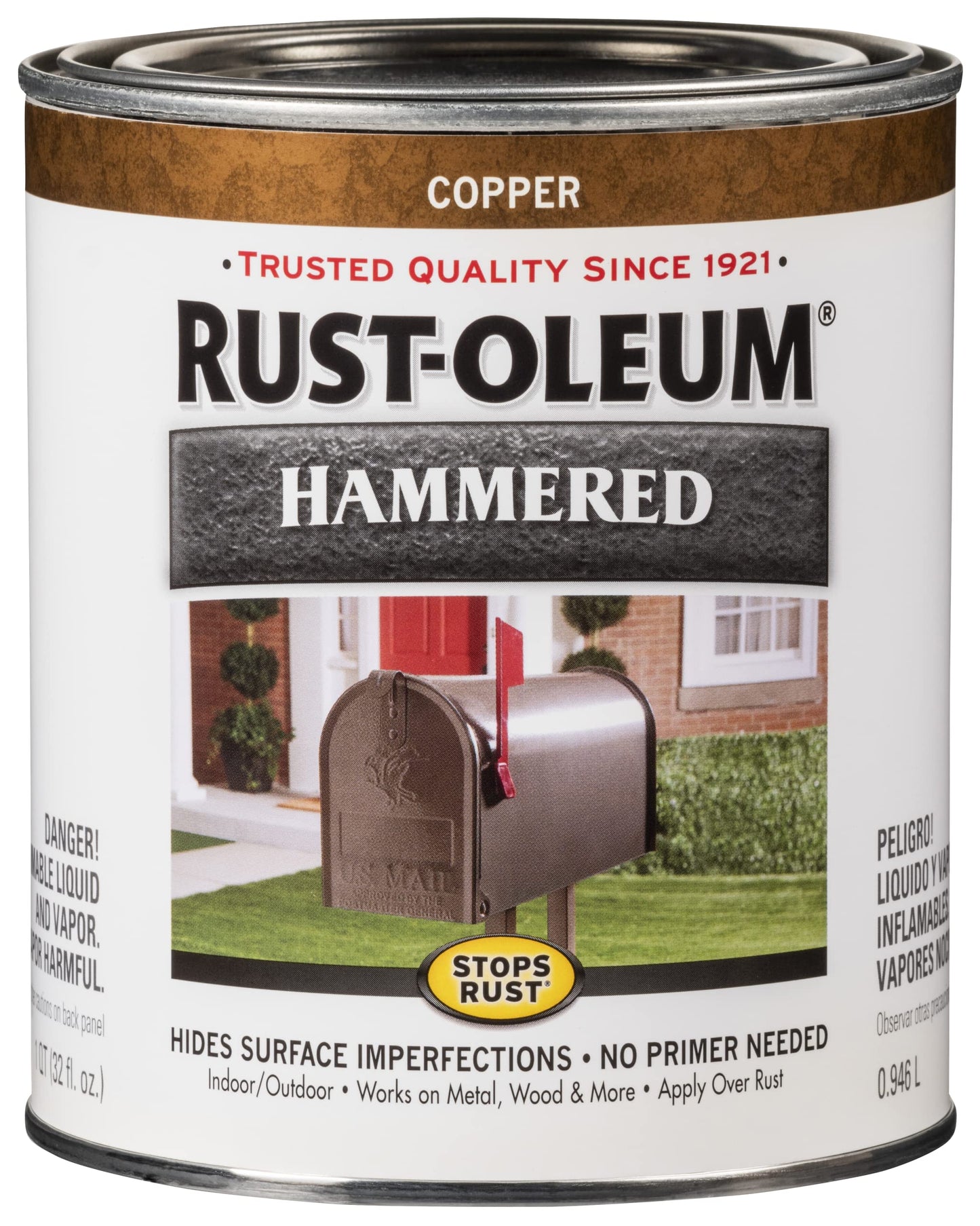 Rust-Oleum 7215502 Stops Rust Hammered Finish Brush Paint, Quart, Black