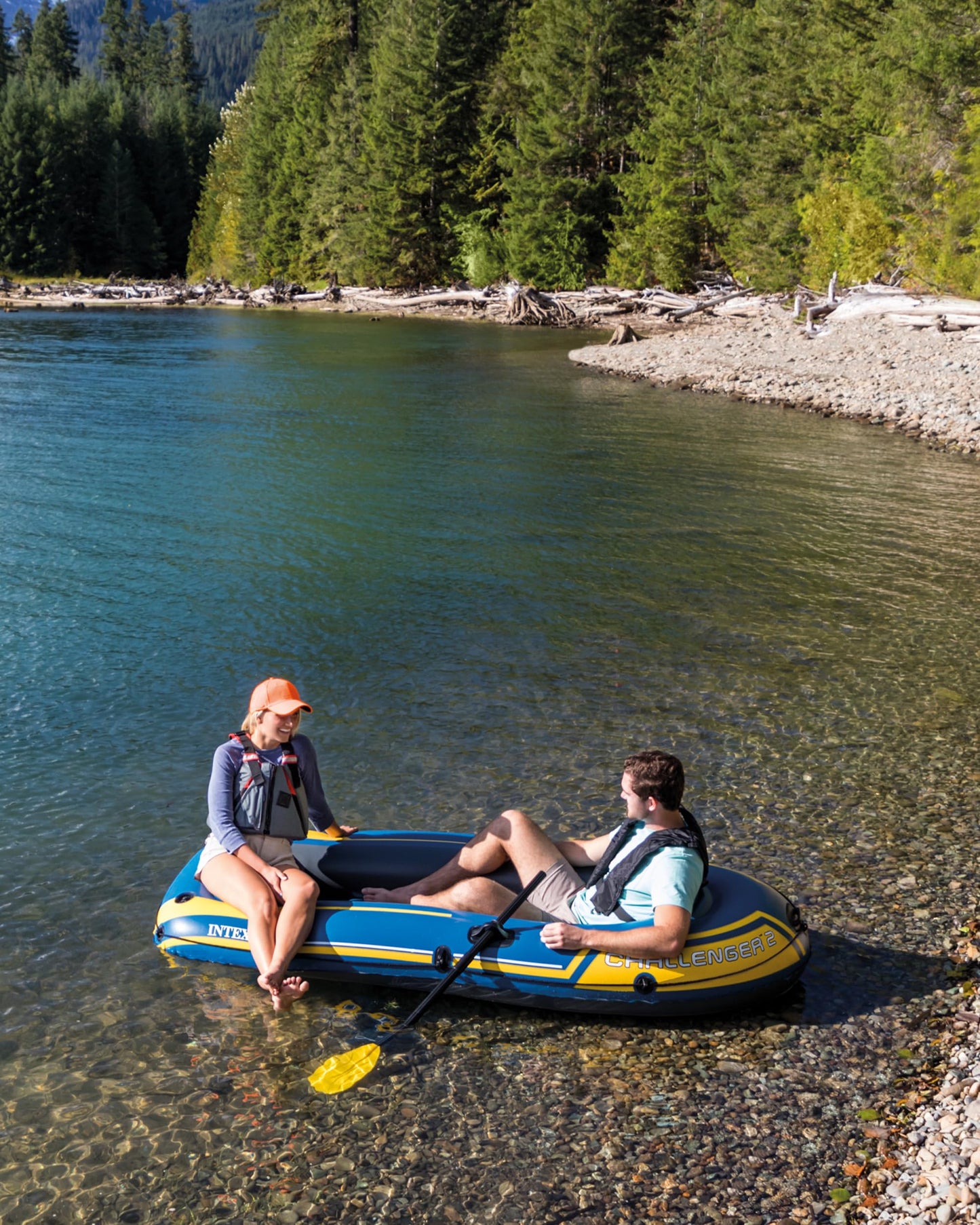 INTEX Challenger Inflatable Boat Series: Includes Deluxe Boat Oars and High-Output Pump – SuperStrong PVC – Triple Air Chambers – Welded Oar Locks – Heavy Duty Grab Handle