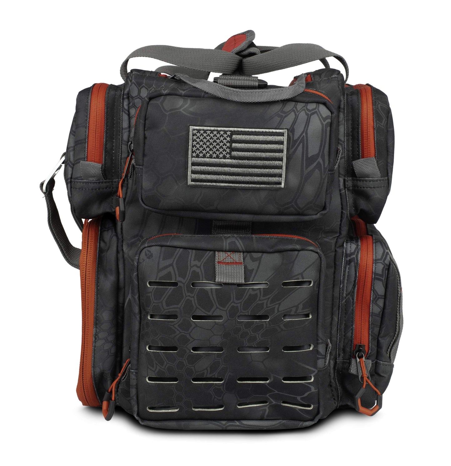EGO Kryptek Tactical Tackle Box Backpack, Durable Fishing Tool Bag, 1000D Nylon Fabric with PVC Back, Water-Resistant, Multiple Storage Pockets, Laser-Cut Molle Loops, Includes 4 Tackle Trays