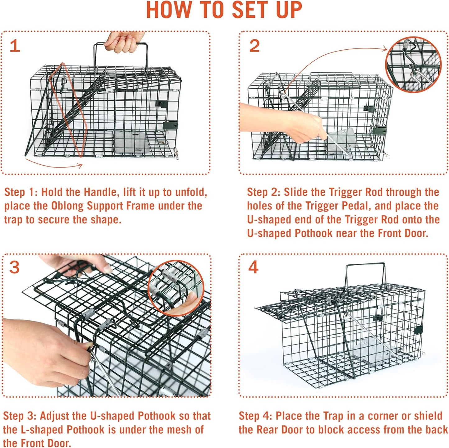 HOMESTEAD Collapsible Live Animal Trap 14.5” x 7.5” x 8.5” - Foldable Metal Trap for Small Rat, Chipmunk and Small Squirrel