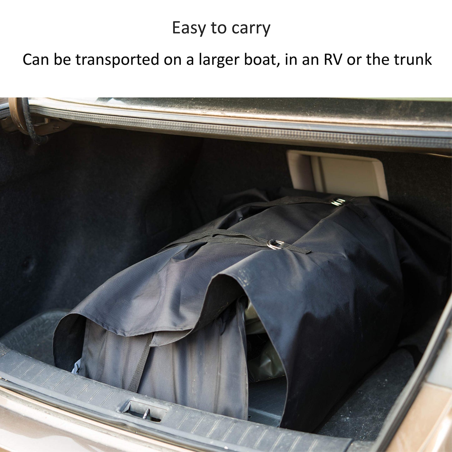 AQUOS Heavy-Duty for Two Series 12.5ft Inflatable Pontoon Boat with Folding Seat, Guard Bar and Haswing Trolling Motor for Saltwater, Freshwater Fishing