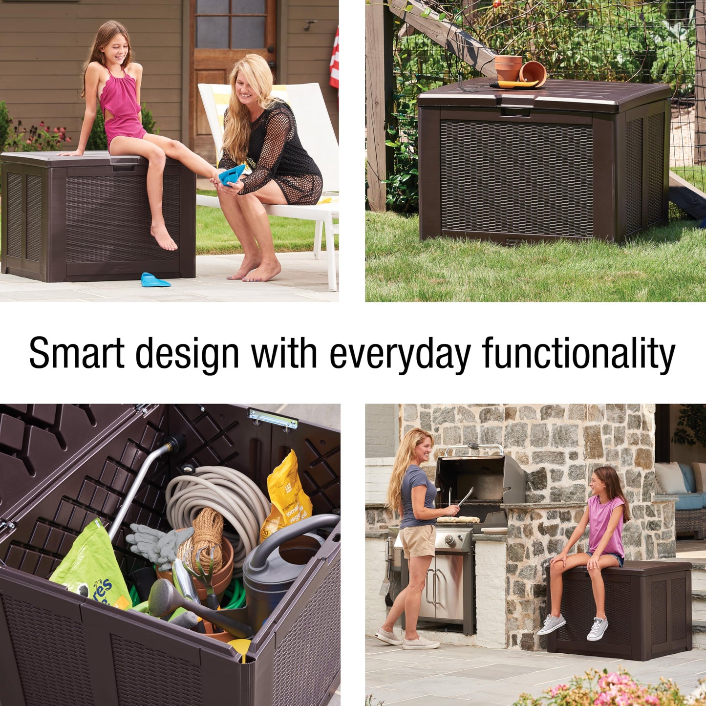 Rubbermaid Extra Large Resin Outdoor Storage Deck Box (134 Gal), Weather Resistant, Black, Deck Organization for Home/Backyard/Pool Chemicals/Toys/Garden Tools/Porch/Patio Cushions