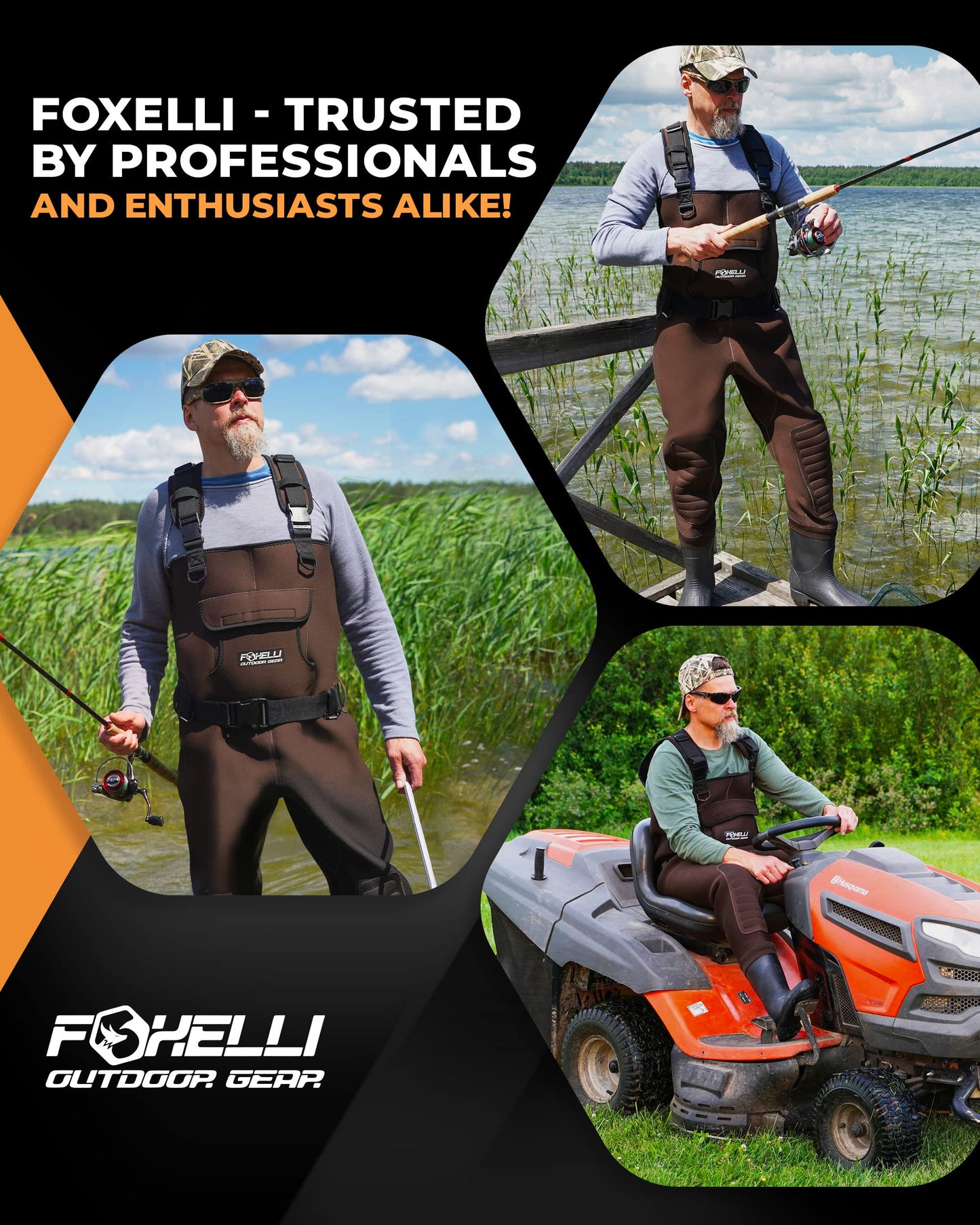 Foxelli Chest Waders, Waterproof 4mm Neoprene Hunting & Fishing Waders for Men & Women with Boots