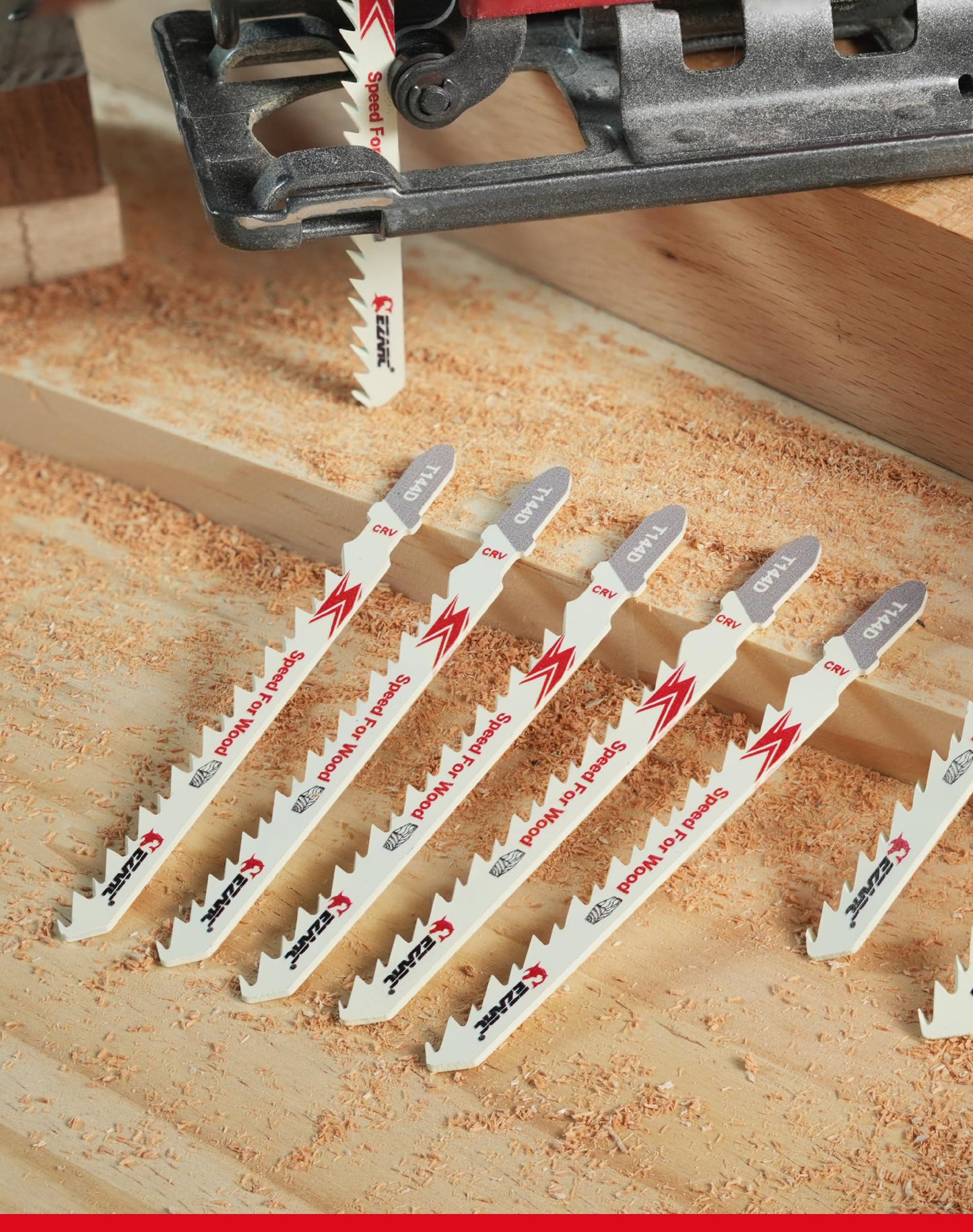 EZARC Jigsaw Blades Set 30pcs with Storage Case, Assorted T-Shank Replacement Jig Saw Blades for Cutting Wood, Plastic and Metal