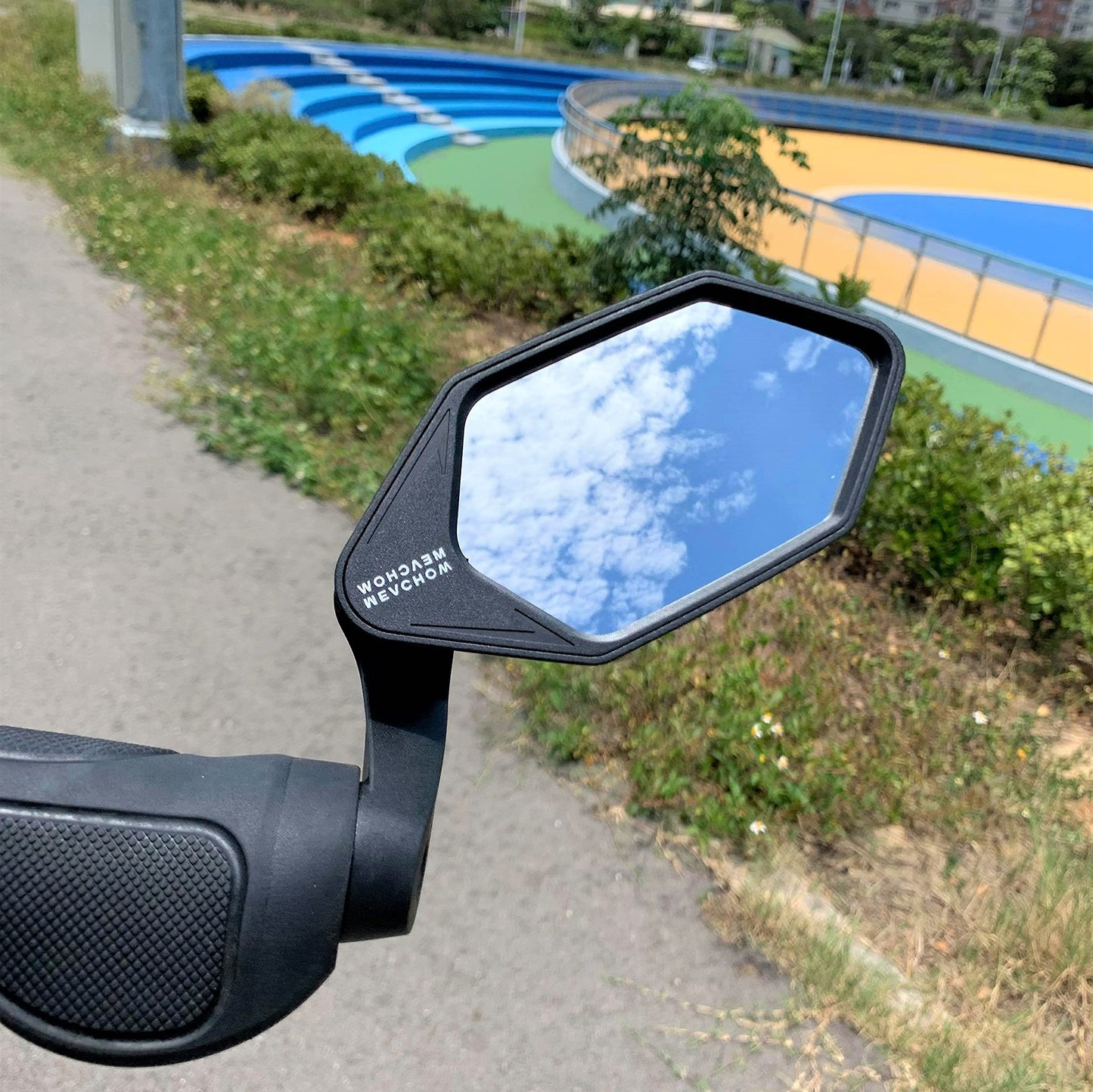 MEACHOW New Bar End Bike Mirror, Crystal UHD Automotive Grade Glass Lens E-Bike Mirrors, Scratch Resistant, Safe Rearview Mirrors, (Silver Left Side) ME-022LS