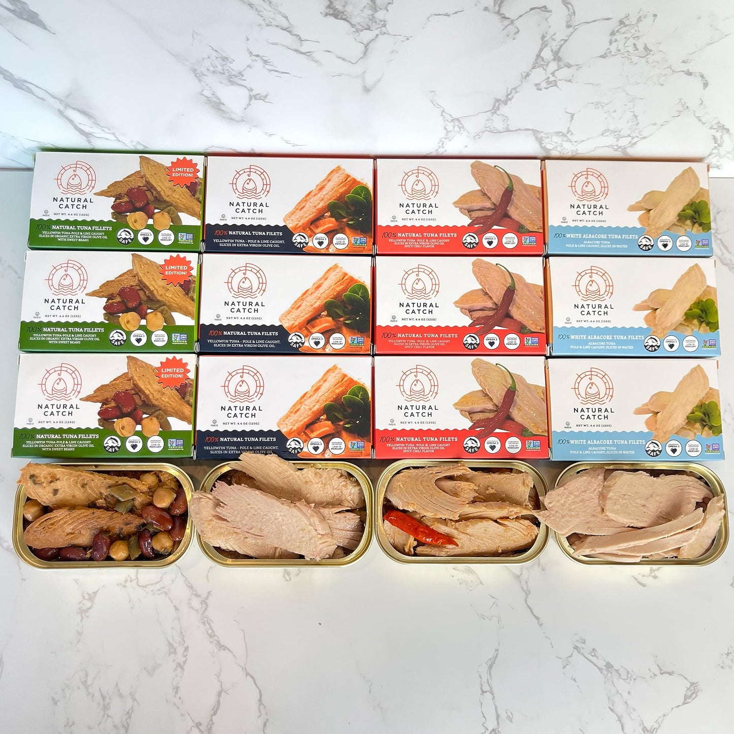 Natural Catch Tuna Filets, Hand Cut, Pole & Line Caught, Gluten-Free, Paleo, Keto Friendly (4.4 oz per can- Pack of 12)