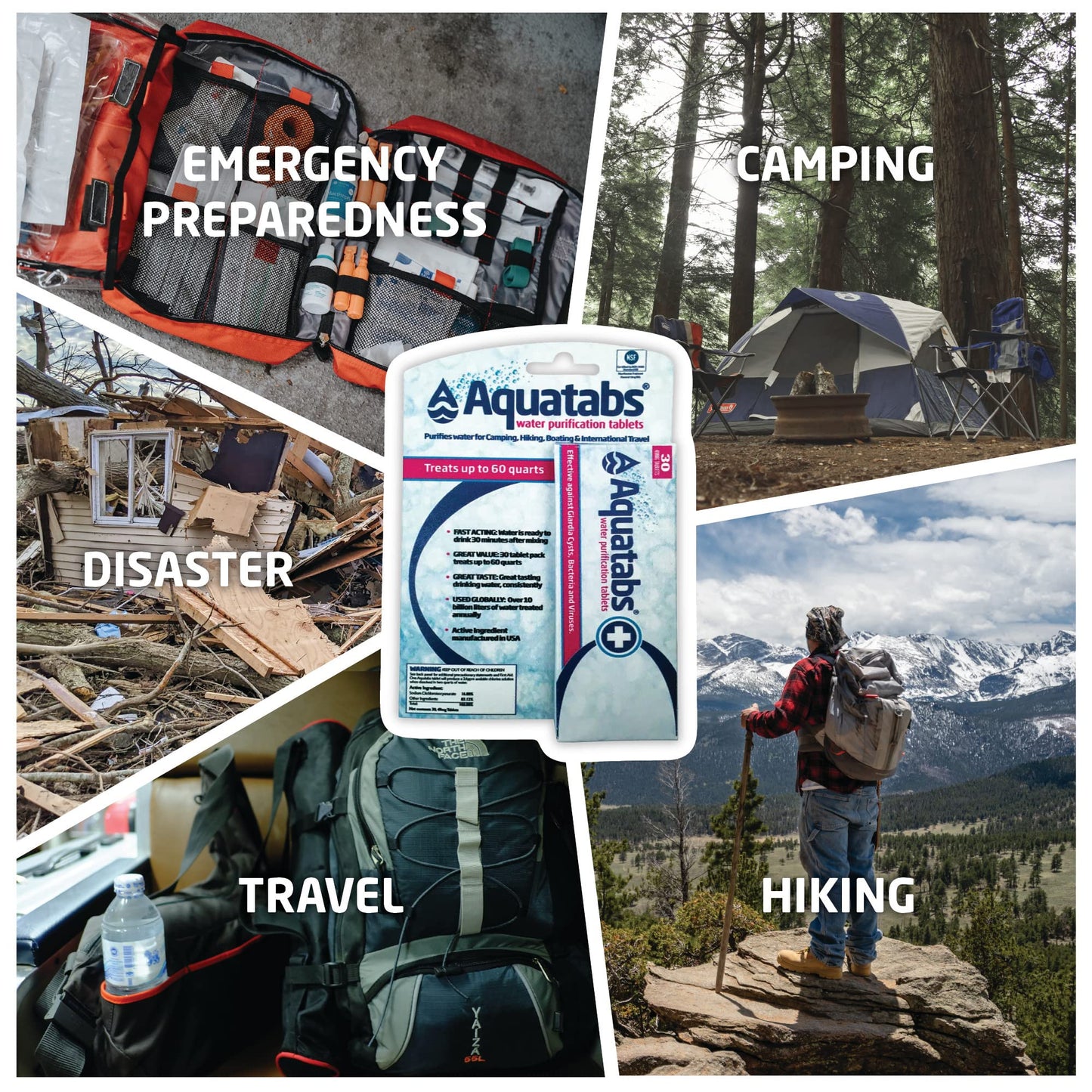 Aquatabs 397mg Water Purification Tablets (100 Pack). Water Filtration System for, Camping, Boating, Emergencies, Survival, RVs, and Marine-Use. Easy to Use Treatment and Disinfection.