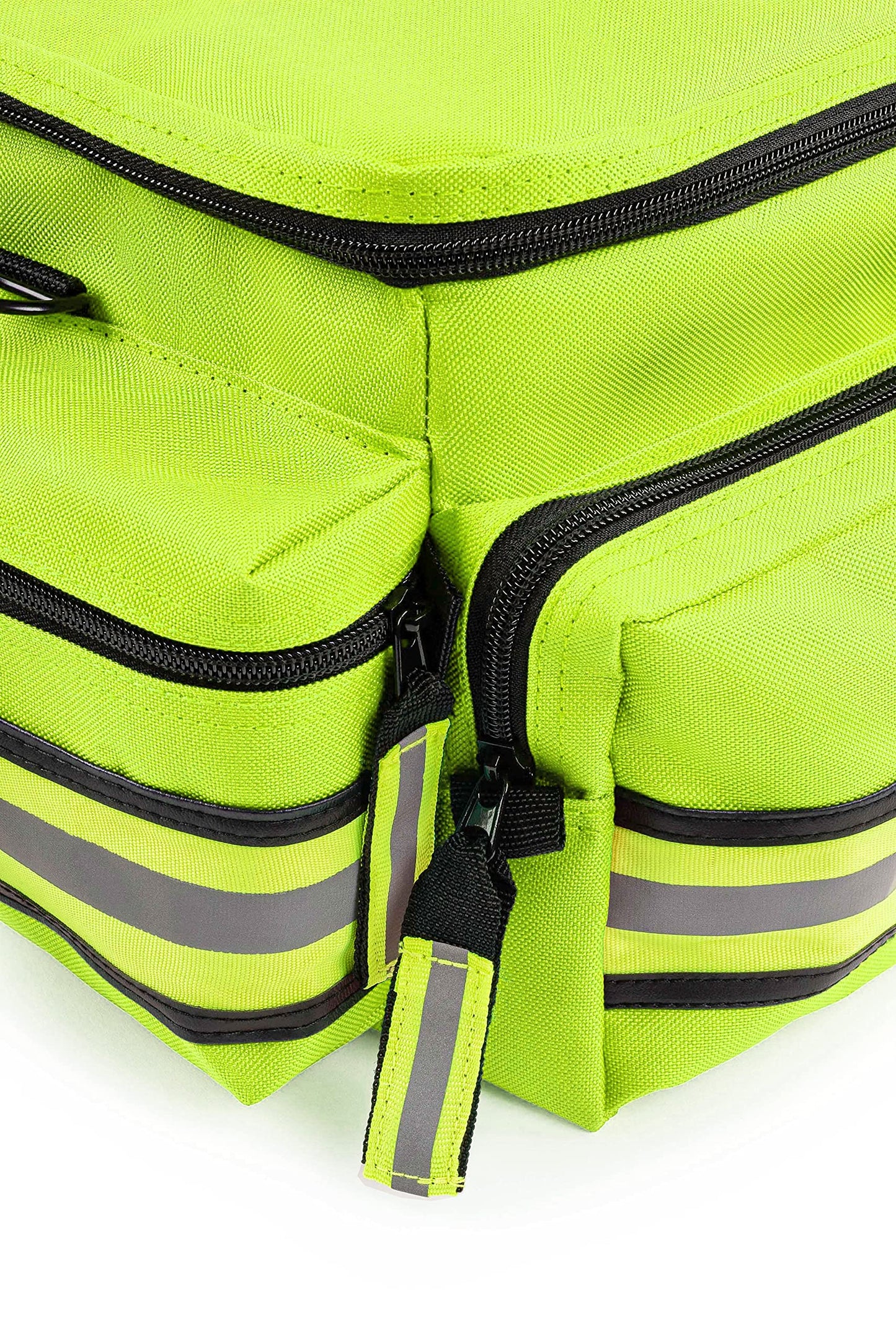 Scherber First Responder Fully-Stocked Professional Essentials EMT/EMS Trauma Kit | HSA/FSA Approved | Reflective Bag w/8 Zippered Pockets & Compartments & 200+ First Aid Supplies - Red