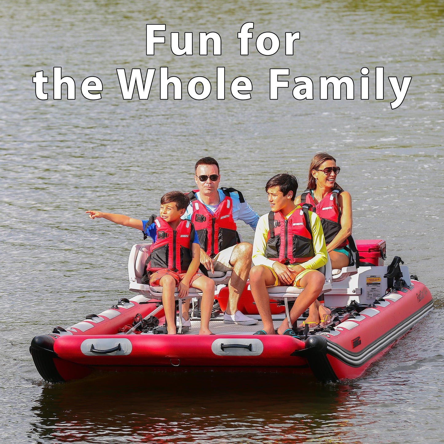 Sea Eagle FastCat Catamaran 2-4 Person Inflatable Boat-Rigid, High-Pressure, All-Drop Stitch, Easy Setup, Self-Bailing