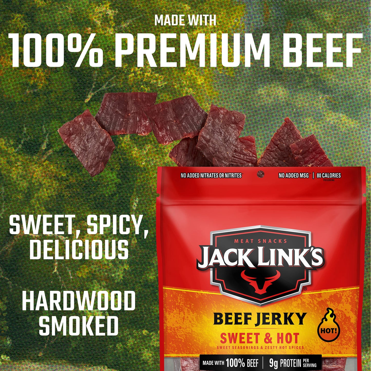 Jack Link's Beef Jerky, Original, Large Jerky Bags - Great Gifts for Dad, Flavorful Meat Snacks, Ready to Eat Protein Snacks with 10g of Protein per Serving, Made with 100% Beef - 9 Oz. (Pack of 2)