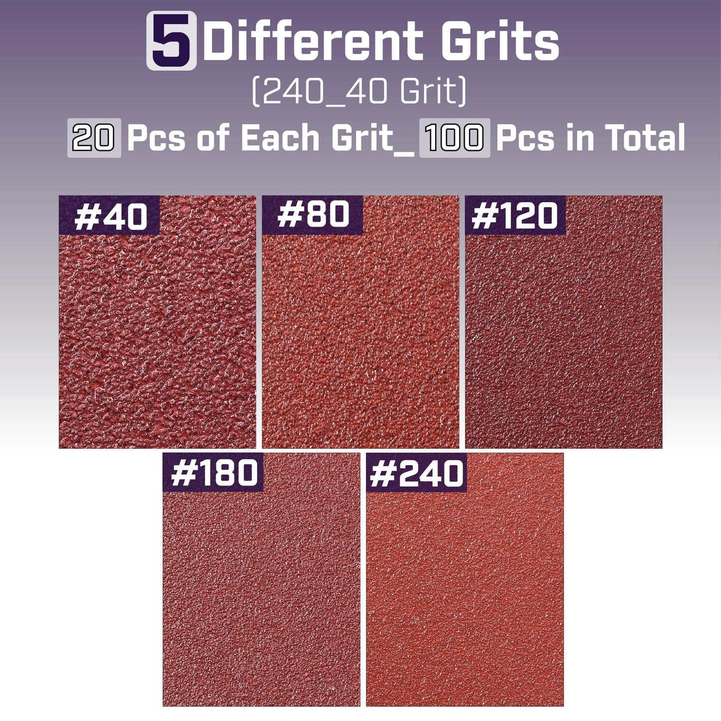 Bates- Mouse Detail Sander Sanding Pads, 30 pcs, 40/80/120/180/240 Grits, Palm Sander Sandpaper