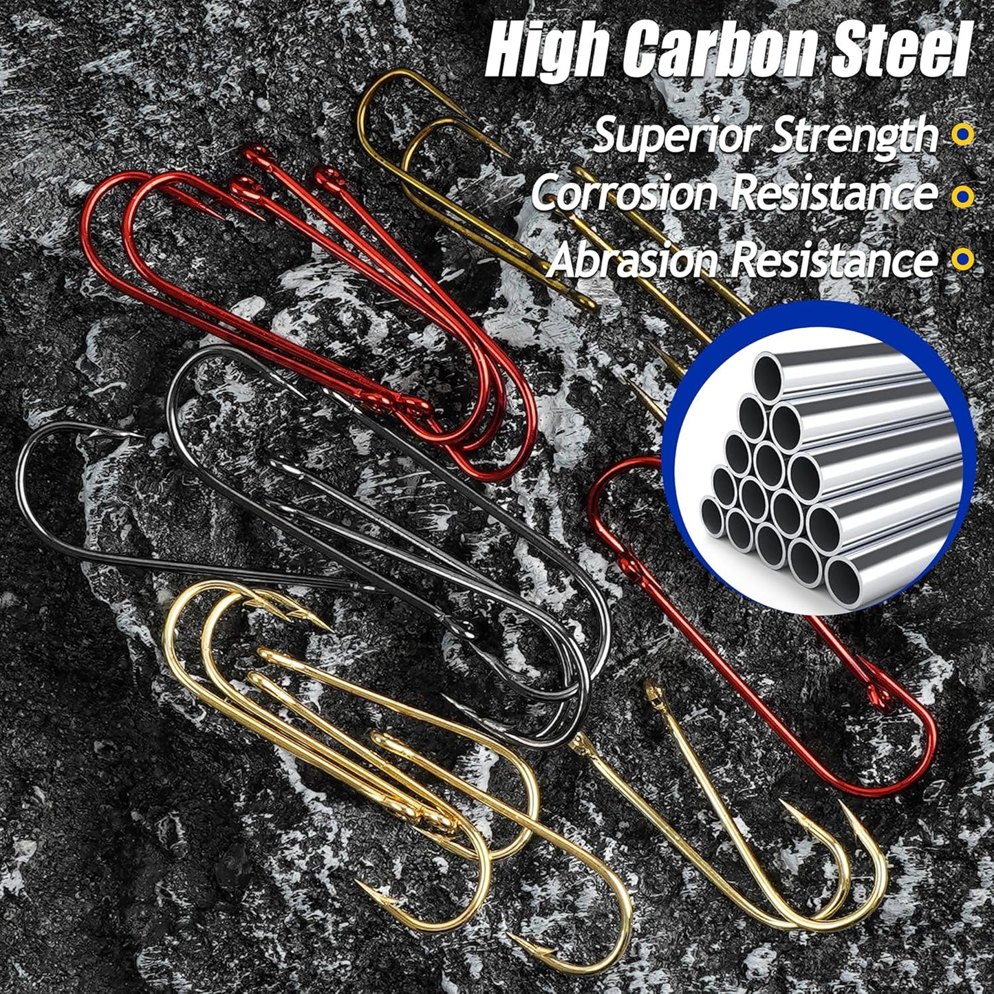 Crappie Hooks Aberdeen Fishing Hooks Kit Long Shank Light Wire Offset High Carbon Steel Fishing Tackle for Sunfish Bass Crappie Walleye Trout Panfish Freshwater 150pcs/Box