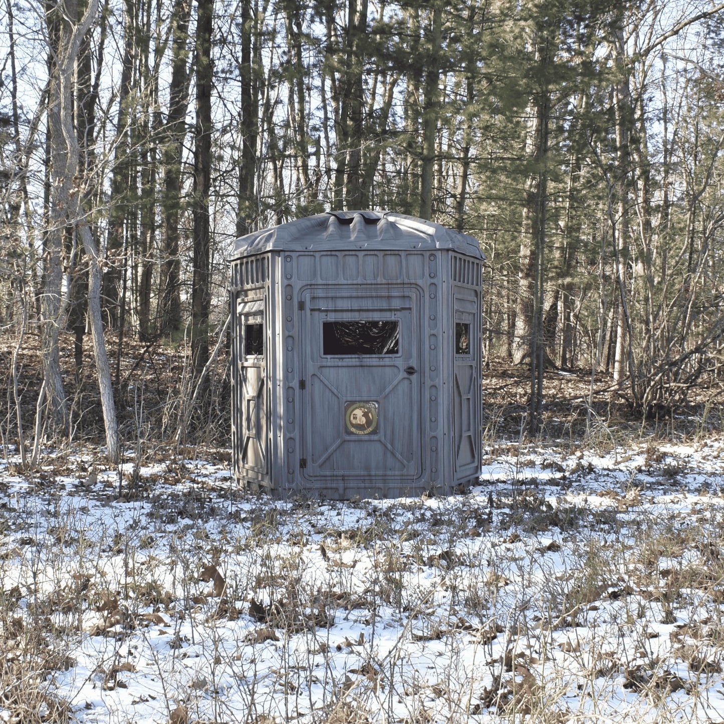 Outta Site Hunting Blind – 4 & 5 Sided High Density Plastic Hunting Blind – 1-2 & 2-3 Person Hard-Sided Ground Blind for Deer, Turkey Hunting – 360 Views – Arctic Snow Camo, Habitat Olive, Thicket Oak