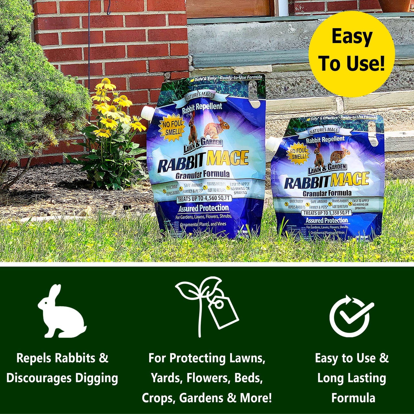 Nature's MACE Rabbit Repellent Granular, 7 Pounds, Treats 95,000 sq ft, Outdoors, Bunny Repellent, Keep Rabbits Out for Garden, Safe for Dogs, Pets, People, & Plants
