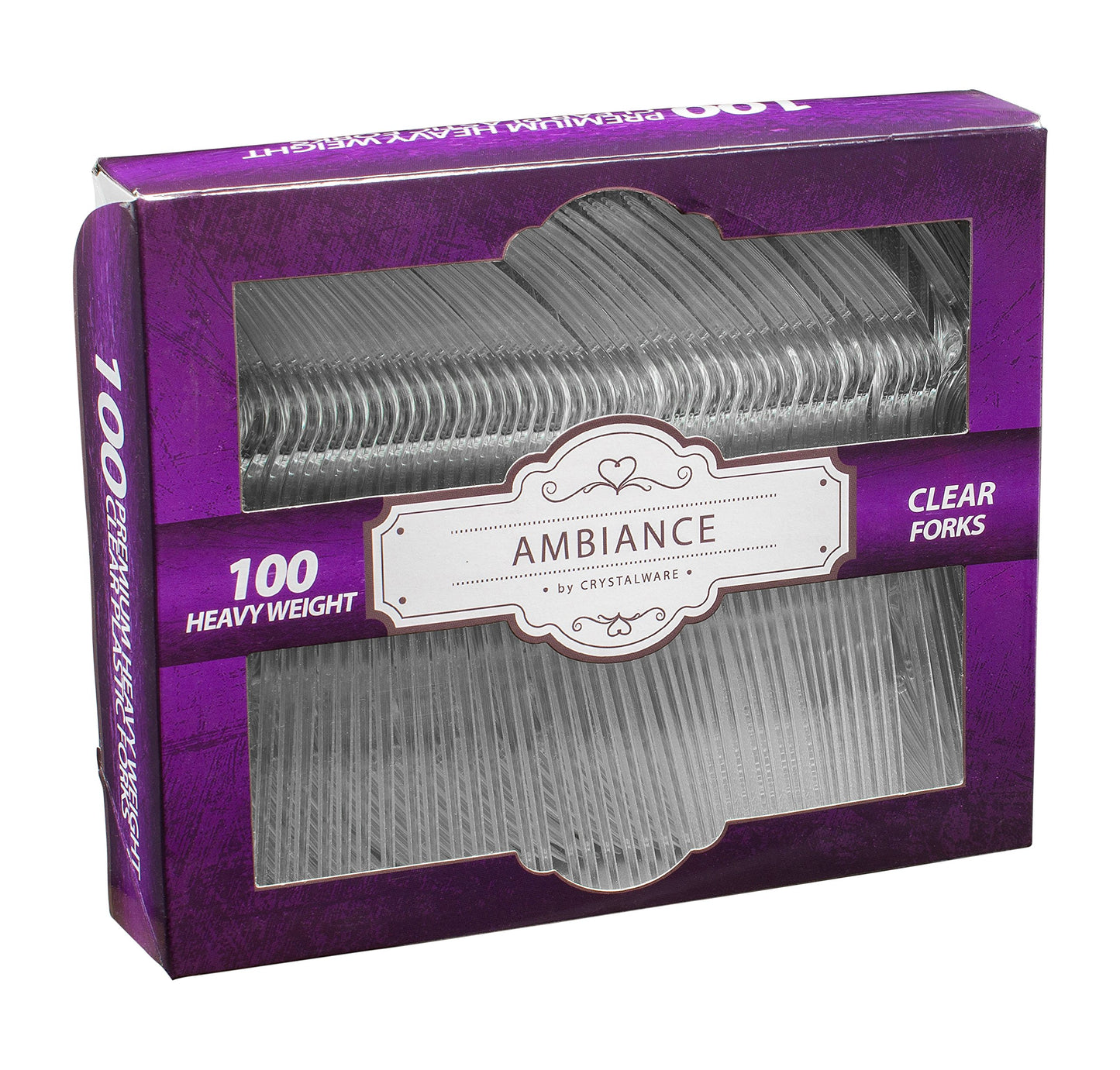 Crystalware, Heavy-Weight Plastic Fork, Durable and Disposable for Party supply or Home Use (100 Pack)