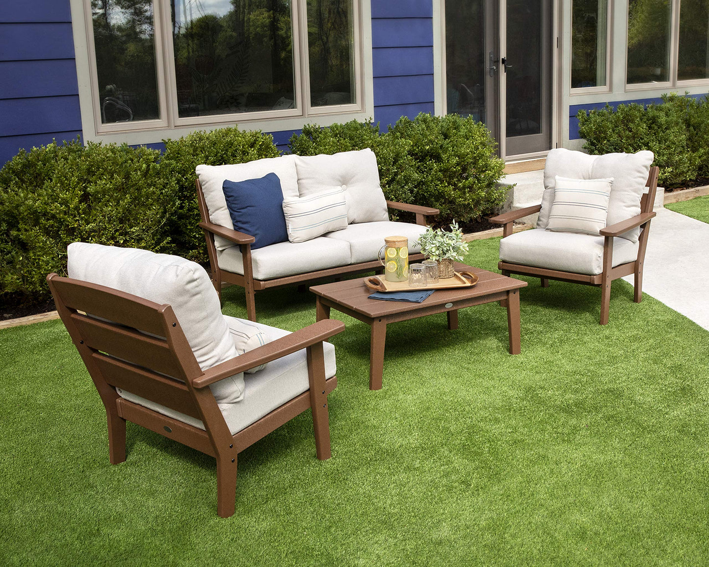 POLYWOOD® Lakeside Deep Seating Set, Green/Weathered Tweed