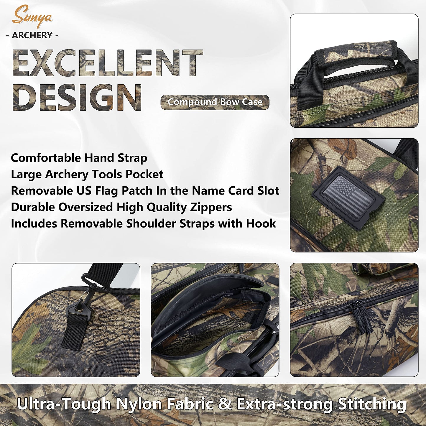 SUNYA Compound Bow Case with Molle System - Neoprene Bow String Protection & Padded Shoulder Sling - Soft Carrying Case for Archery Accessories, Equipment