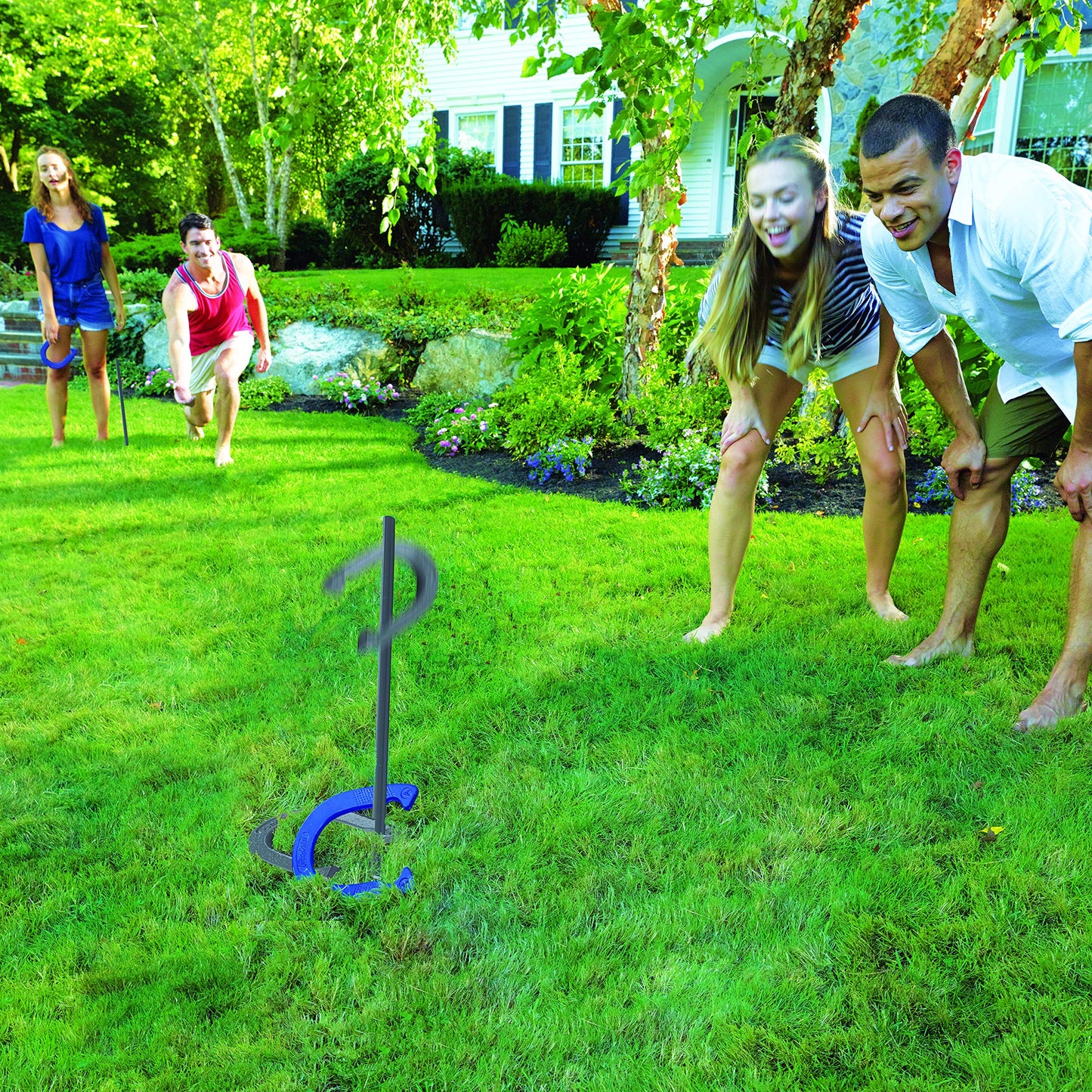 Franklin Sports Horseshoes Set - Metal Horseshoe Game Set for Adults + Kids - Official Weight Steel Horseshoes - Beach + Lawn Horseshoes - Family Set