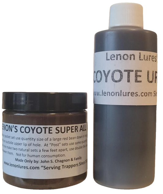 Lenon Lures Coyote Trappers Special 4 oz Coyote Super All Call Lure & 4 oz Coyote Urine