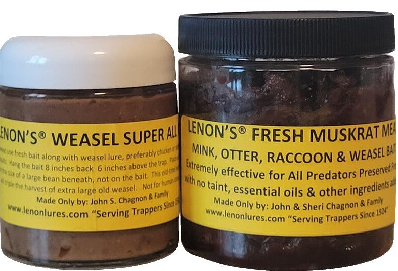 Lenon's Weasel Special 4 oz Weasel Super All Call Lure & 8 oz. Fresh Muskrat Meat Bait