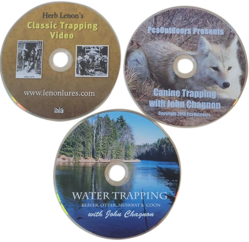 Three DVD Set Herb Lenon Classic Trapping & John Chagnon Water and Canine Trapping Videos