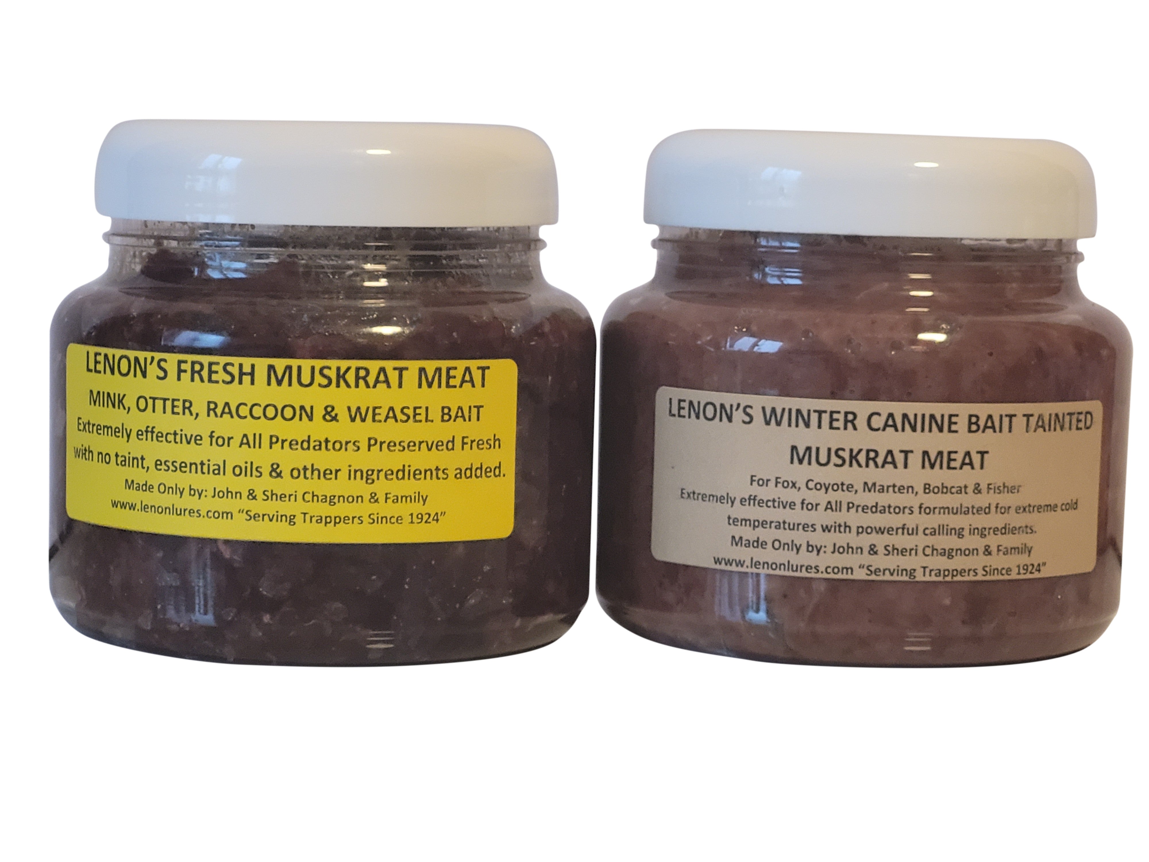 Lenon's Trapping Bait Combo Deal Two 22 oz Jars of Muskrat Meat Canine –