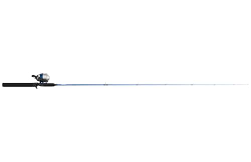 Zebco Salt Fisher 33 Spincast Reel and Fishing Rod Combo, 6-Foot 6-Inch 2-Piece Medium-Heavy Power, Moderate-Fast Action Fiberglass Rod, Interchangeable Retrieve, 12-Pound Line, Blue/Silver