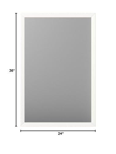 Amazon Basics Rectangular Wall Mount Mirror for Bedroom, Living Room, Entryway, 24" x 36", Standard Trim, White, Hangs Horizontally or Vertically