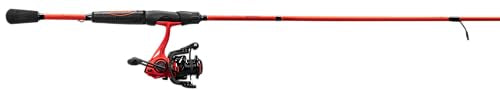 Lew's MACH Smash Spinning Reel and Fishing Rod Combo, Premium IM6 Graphite Blank Fishing Rod, Right or Left-Hand Retrieve, Split-Grip Winn Dri-Tac Handle and EVA Base, Black/Neon Red