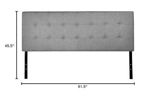 Amazon Basics Faux Linen Upholstered Tufted Headboard with Adjustable Height, King, Gray
