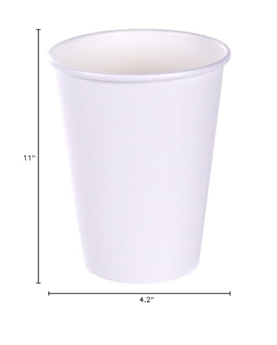 TashiBox 12 oz White Hot Drink Paper Cups - 120 Count - Disposable Paper Coffee Cups