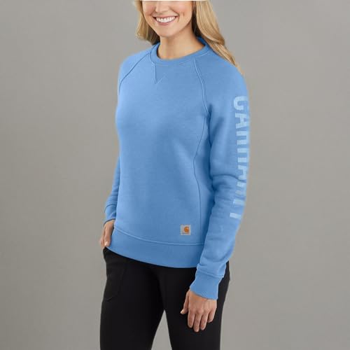 Carhartt Women's Relaxed Fit Midweight Crewneck Block Logo Sleeve Graphic Sweatshirt