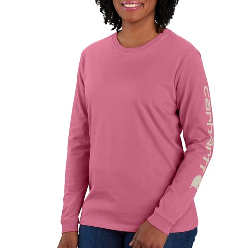 Carhartt Women's Plus Size Loose Fit Heavyweight Long Logo Sleeve Graphic T-Shirt