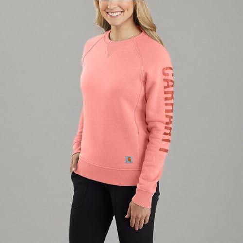 Carhartt Women's Relaxed Fit Midweight Crewneck Block Logo Sleeve Graphic Sweatshirt