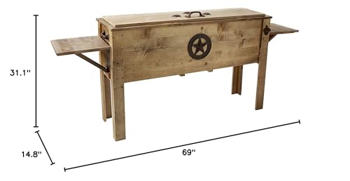 Wooden Patio Beverage Cooler for Porch, Deck or Patio - American Flag Design - 57 Qt - Backyard Expressions