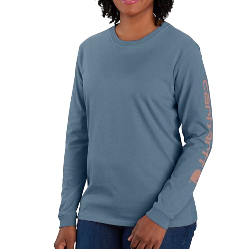 Carhartt Women's Plus Size Loose Fit Heavyweight Long Logo Sleeve Graphic T-Shirt