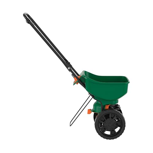 Scotts Turf Builder EdgeGuard Mini Broadcast Spreader for Seed, Weed and Feed, Fertilizer, Salt, Ice Melt, Push Spreader Holds up to 5,000 sq.ft. Product
