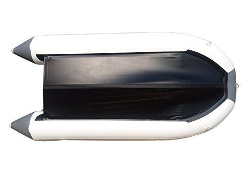 10ft 6in Newport Model Inflatable Dinghy Boat Transom Sport Tender - 5 Person - 15HP USCG Rated, White/Gray