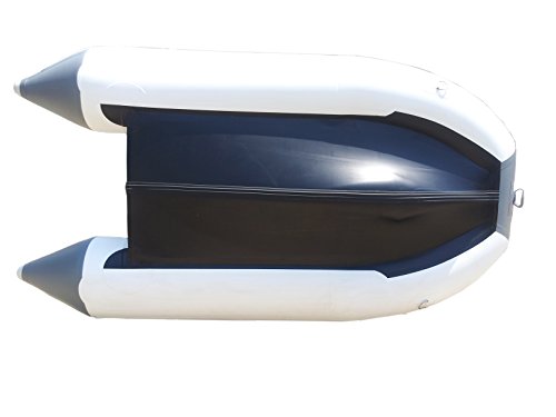 10ft 6in Newport Model Inflatable Dinghy Boat Transom Sport Tender - 5 Person - 15HP USCG Rated, White/Gray