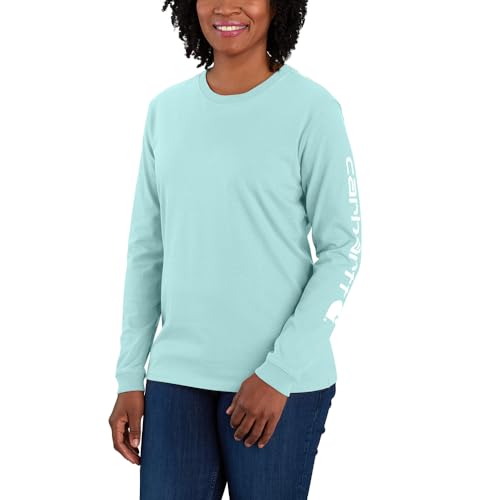 Carhartt Women's Plus Size Loose Fit Heavyweight Long Logo Sleeve Graphic T-Shirt