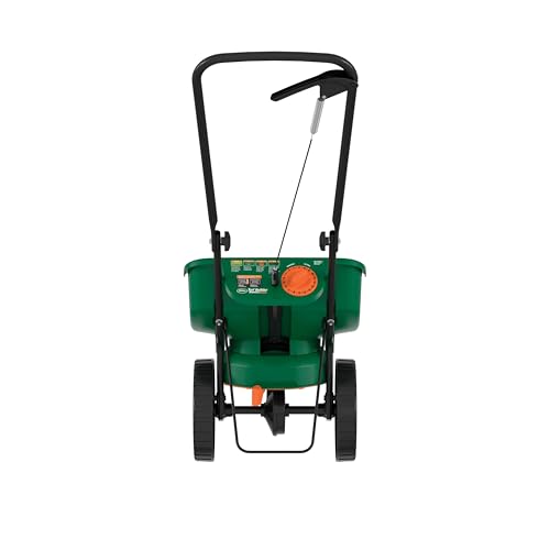 Scotts Turf Builder EdgeGuard Mini Broadcast Spreader for Seed, Weed and Feed, Fertilizer, Salt, Ice Melt, Push Spreader Holds up to 5,000 sq.ft. Product