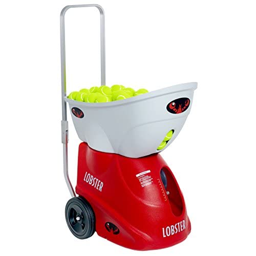 Lobster Sports Elite Two Tennis Ball Machine – Adjustable Ball Speed, Spin Control, Lob Elevation Switch, Horizontal Sweep, Triple Oscillation, Lightweight, Holds 150 Balls, with 10-Function Remote